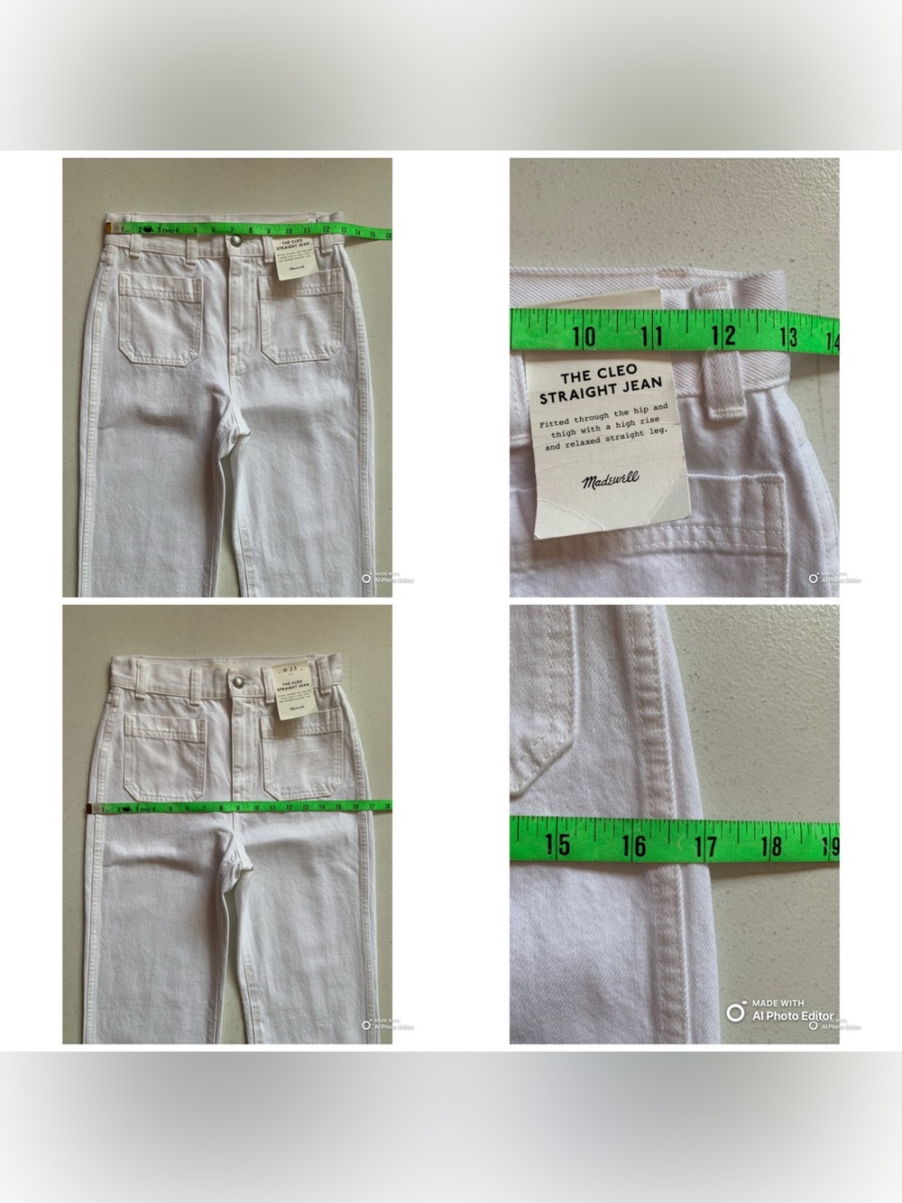 Madewell White The Cleo Straight Jean Size 23 NWT Rigid Denim Summer Jeans - Picture 13 of 16